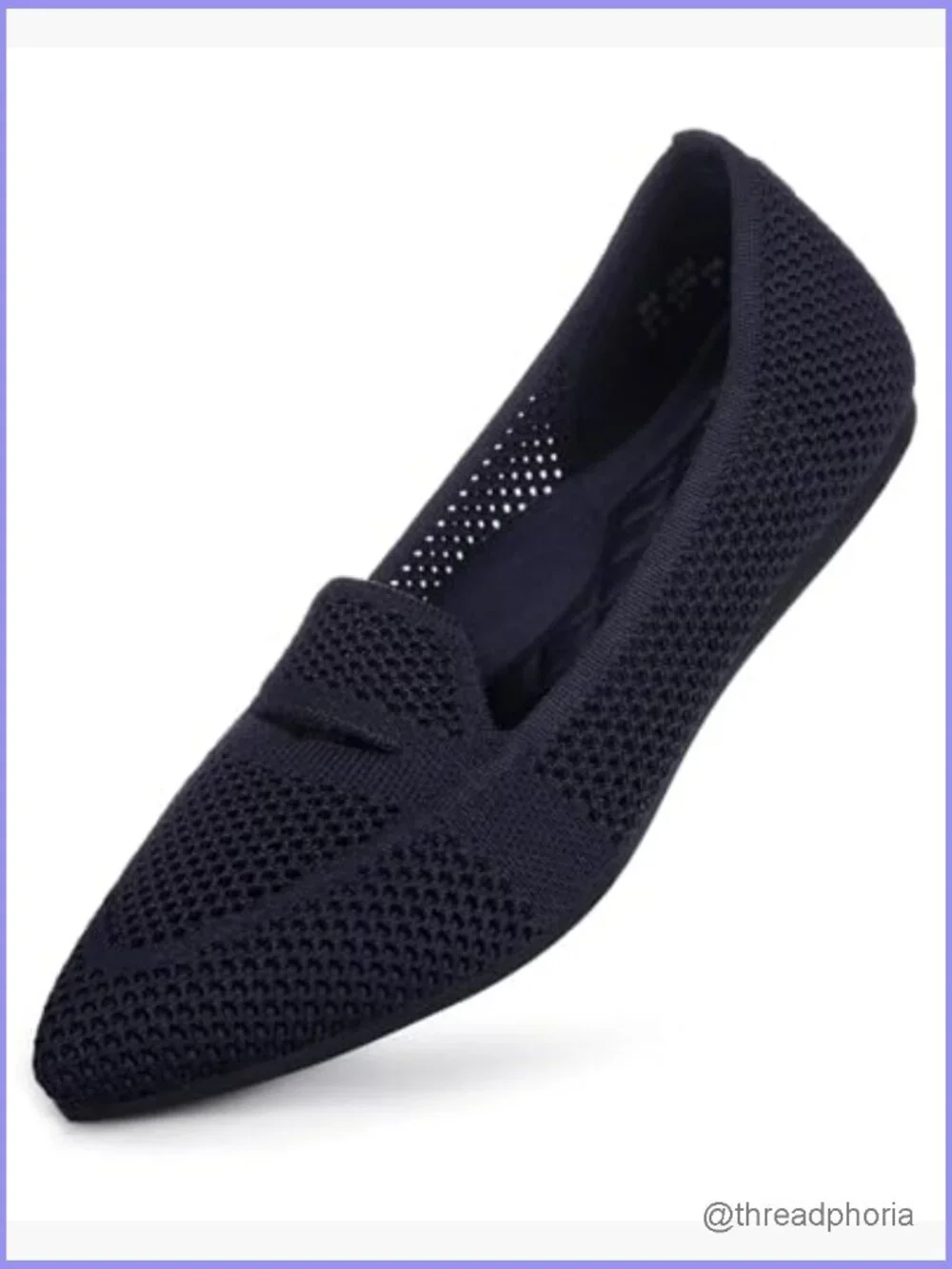 Pointed Toe Penny Loafers Dressy Ballet Flats Knit Slip-on Comfort